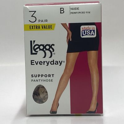 L'eggs Everyday Control Top Sheer Toe Pantyhose 3 pair B Nude. 43590